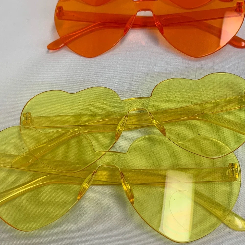 Kids Heart-Shaped Sunglasses Set Red, Green, Orange, Purple, Blue, Yellow,Clear